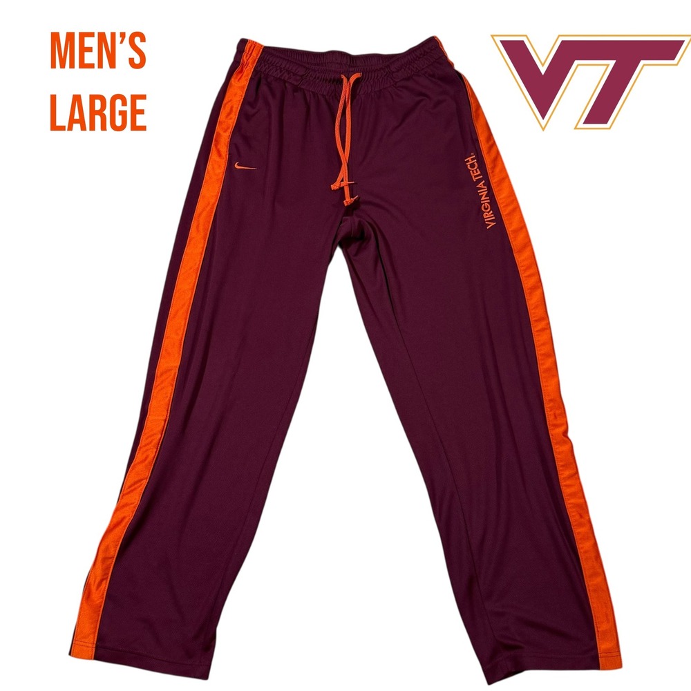 Virginia Tech Hokies‎ Nike Dri-FIT Pants Men's Large Maroon Orange Team Fit Dry
